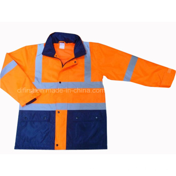 High Visibility Two Tone Safety Jacket Safety Parka Rain Coat (DFJ1016)